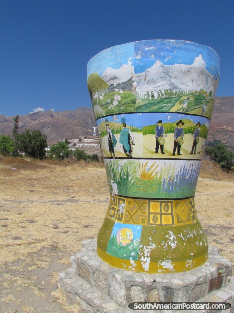 Kero Tradicional, huge cup at Campo Santo, Yungay. (480x640px). Peru, South America.