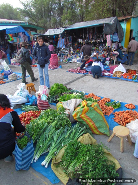 A lady lays out her fresh produce at Andahuaylas markets. (480x640px). Peru, South America.