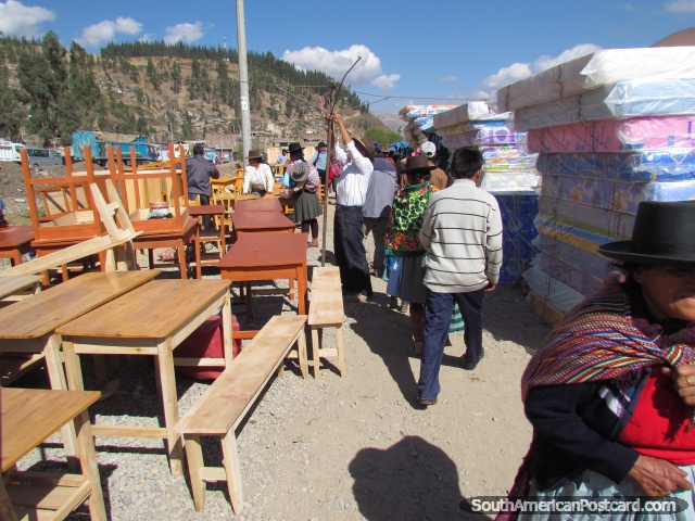 Furniture and mattresses  for sale at Andahuaylas markets. (640x480px). Peru, South America.