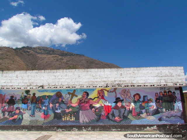 Wall mural of indigenous stories at Abancay Plaza de Armas. (640x480px). Peru, South America.