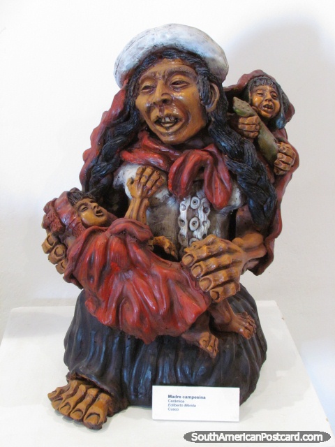 Ceramic art work at Merida Gallery in Cusco, Madre Campesina. (480x640px). Peru, South America.