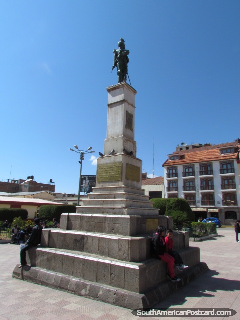 Monument to Francisco Bolognesi in Puno, (1816-1880), a military hero. (480x640px). Peru, South America.