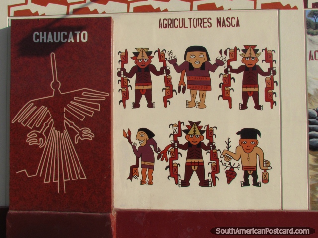 Pintura mural en Nazca - Chaucato y Agriculture. (640x480px). Per, Sudamerica.