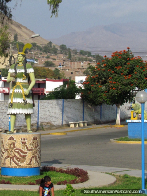 Monument of a Native in Chepen. (480x640px). Peru, South America.
