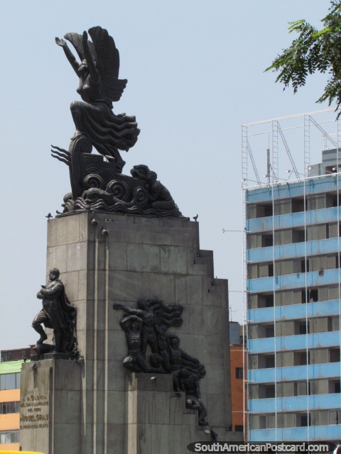 Monument of Miguel Grau at his plaza in Lima. (480x640px). Peru, South America.