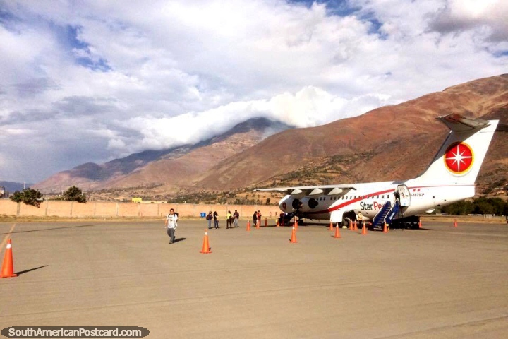 Al llegar al aeropuerto de Hunuco con Star Per, vuelo de 35 minutos desde Lima. (720x480px). Per, Sudamerica.