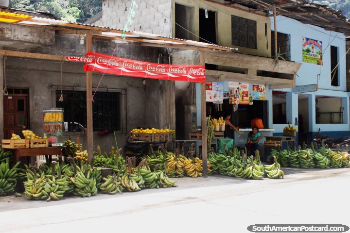 Bananas e mais bananas de venda em Cayumba, 30 minutos de Tingo Maria. (720x480px). Peru, Amrica do Sul.