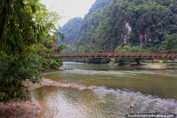 Bridge across the river as seen from Tingo Maria National Park. (720x480px). Peru, South America.