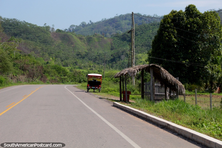 The road becomes sealed in Balsayacu, 43kms before Juanjui, hooray! (720x480px). Peru, South America.