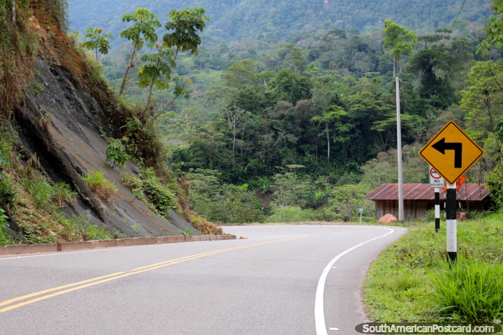 Carretera pavimentada a través de la Cordillera Escalera, al norte de Tarapoto a Yurimaguas. (720x480px). Perú, Sudamerica.