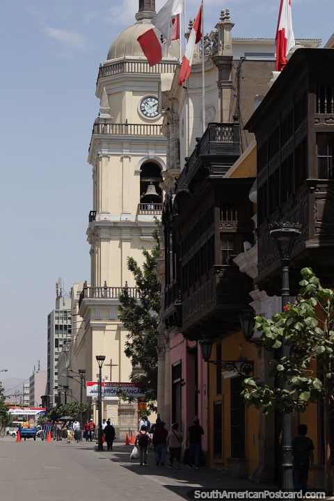 San Pedro Church (1574) in Lima, one of many churches to see in the city. (480x720px). Peru, South America.