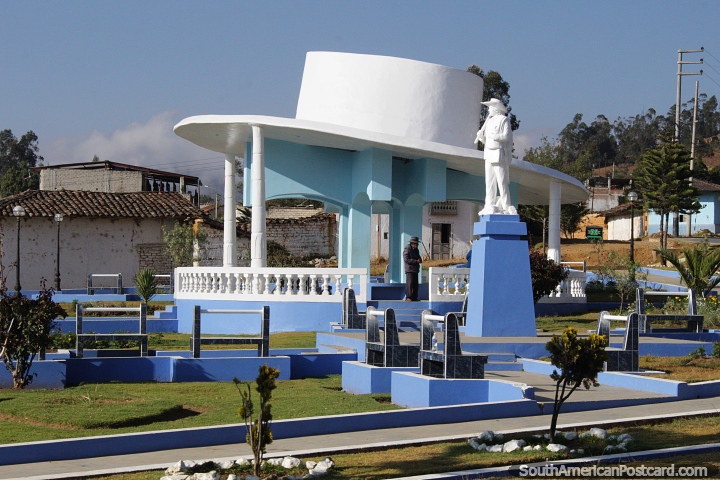 Hat Park (Parque del Sombrero) in Celendin with huge hat monument. (720x480px). Peru, South America.