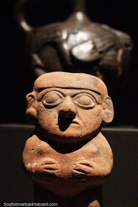 Fertility vessels, ceramic mug at the Sipan museum in Lambayeque. (480x720px). Peru, South America.