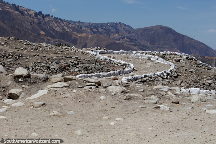 Stone pathway around the Tumshukayko ruins in the mountains in Caraz. (720x480px). Peru, South America.