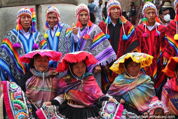 Traditional clothing modeled by locals in Cusco. (720x480px). Peru, South America.