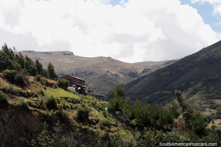 House on a property in the mountainous countryside between Ayacucho and Andahuaylas. (720x480px). Peru, South America.