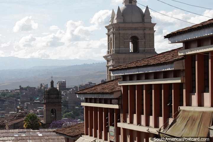 Towers and tiled roofs, the skyline in Ayacucho. (720x480px). Peru, South America.