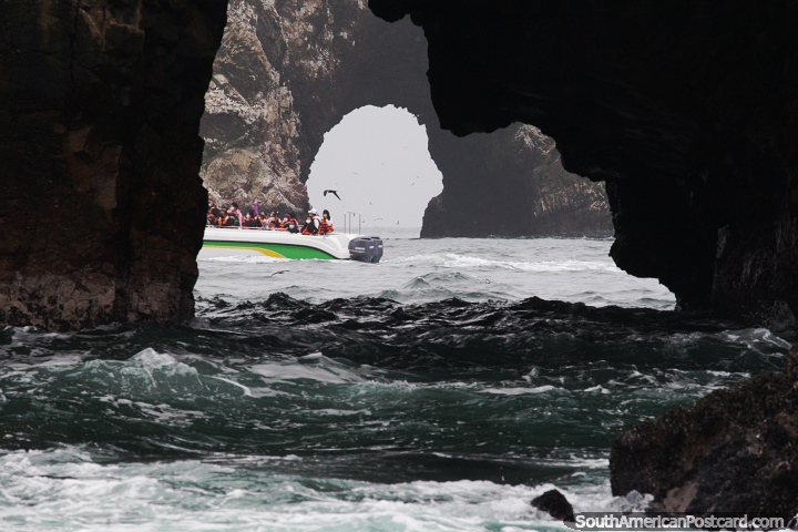 Rock tunnels at Islas Ballestas, tour of the islands by boat in Paracas. (720x480px). Peru, South America.