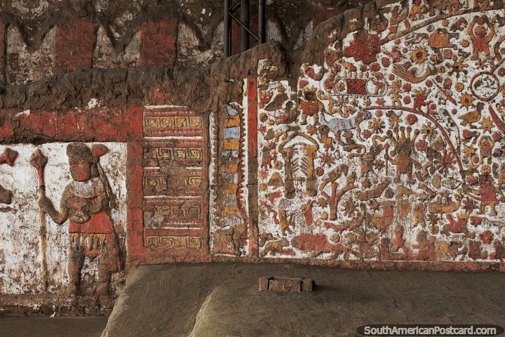Mural of the myths, excavated at the Moche temple in Trujillo. (720x480px). Peru, South America.