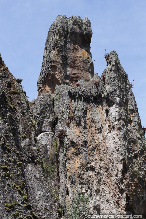 Uma forma rochosa icônica em forma de cabeça em Cumbemayo, Cajamarca. (480x720px). Peru, América do Sul.