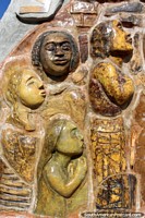 Close-up of the 4 other figures from the art monument outside the cathedral in Paramaribo, Suriname. The 3 Guianas, South America.