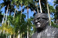 Mr. Lachmipersad Frederik Ramdat Misier (1926-2004), 3rd President of Suriname, bust in Paramaribo. The 3 Guianas, South America.
