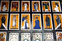 Vista de perto das pinturas dentro de S. Georges Catedral em Georgetown, Guiana. As 3 Guianas, América do Sul.