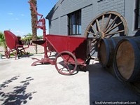 Antique wine making equipment at Bodega Domiciano in Mendoza. Argentina, South America.