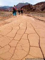 The dry and cracked earth, Quebrada de las Conchas in Cafayate. Argentina, South America.