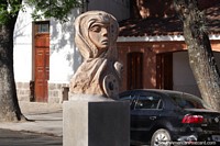 A work of sculptured art in the middle of the road in Salta, an Egyptian God! Argentina, South America.
