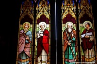 Argentina Photo - Stained glass and wooden doors of Parroquia San Juan Bautista de la Merced, religious figures, Salta.