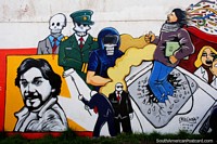 Larger version of An interesting piece of street art in San Martin  de los Andes with various characters.