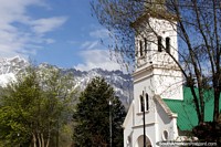 Argentina Photo - The church in El Bolson, everything in town has a backdrop of snow-capped mountain ranges!