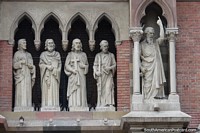 Figures as part of the facade of the Church of the Capuchins in Cordoba, built in 1934 in neo-Gothic style. Argentina, South America.