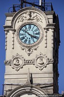 Detailed view of the clock tower of the Municipal Palace in Parana. Argentina, South America.