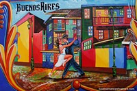 Caminito es un callejón tradicional en La Boca con bellas artes y cultura, una pintura callejera, Buenos Aires. Argentina, Sudamerica.
