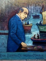 Don Benito Quinquela Martin (1890-1977), a painter of port scenes, a ceramic tribute to him in La Boca, Buenos Aires. Argentina, South America.