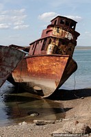 The ship graveyard at high tide in San Antonio Oeste. Argentina, South America.