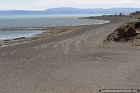 Beach at Lake Argentino with turquoise waters in El Calafate. Argentina, South America.
