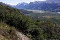 Beautiful nature walk and views on the Fitz Roy trail in El Chalten. Argentina, South America.
