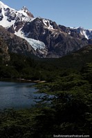 Small glacier in the rocky terrain of El Chalten. Argentina, South America.