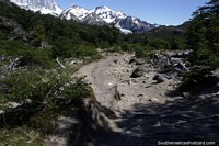 Fitz Roy trail in El Chalten, a great day trek or overnight camping experience. Argentina, South America.