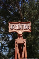 Argentina, part of a steel monument in the park in San Juan. Argentina, South America.