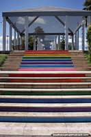 Colored stairway leading up to the Spanish plaza in San Juan. Argentina, South America.