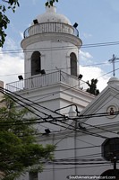 La Merced Church with white tower and dome, Santiago del Estero.