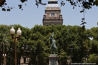 Clock tower of Rosario University of Law at Plaza San Martin in Rosario. Argentina, South America.