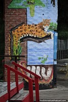 Mural of a jaguar in the park in Villa Rio Bermejito, Chaco.
