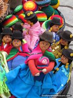 Colorful dolls of Bolivian hat ladies for sale in La Paz. Bolivia, South America.