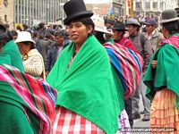 Bolivia Photo - La Paz hat lady in green shawl.