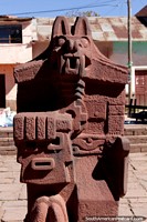 An interesting stone carving, possibly of a strange cat, in Tiwanaku. Bolivia, South America.